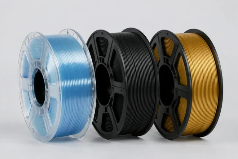 PETG filament family spools in multiple colors