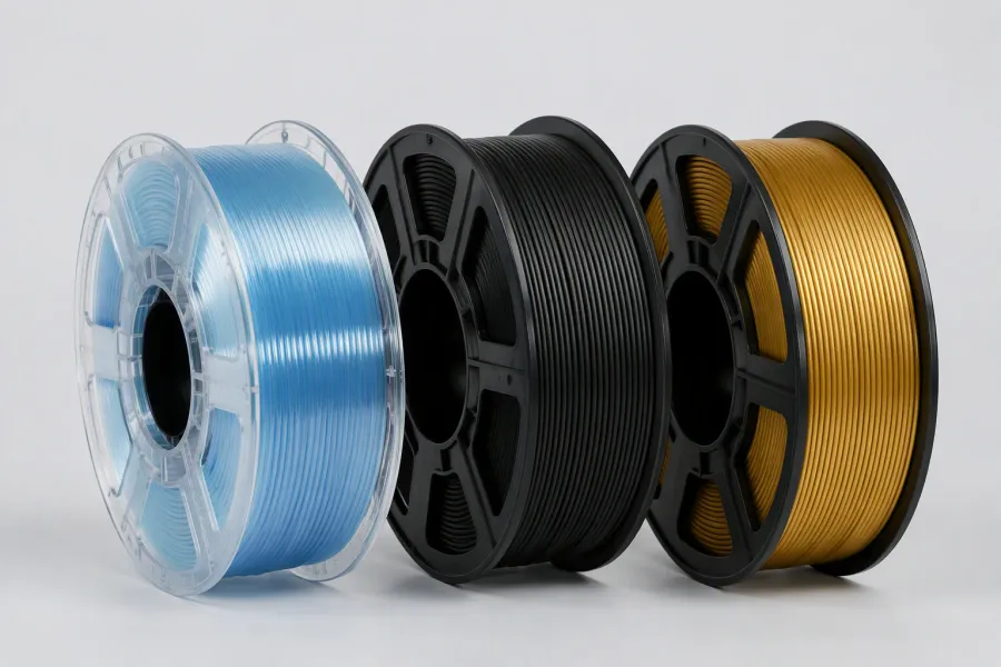 PETG filament spools in translucent colors, 1.75mm 1kg format
