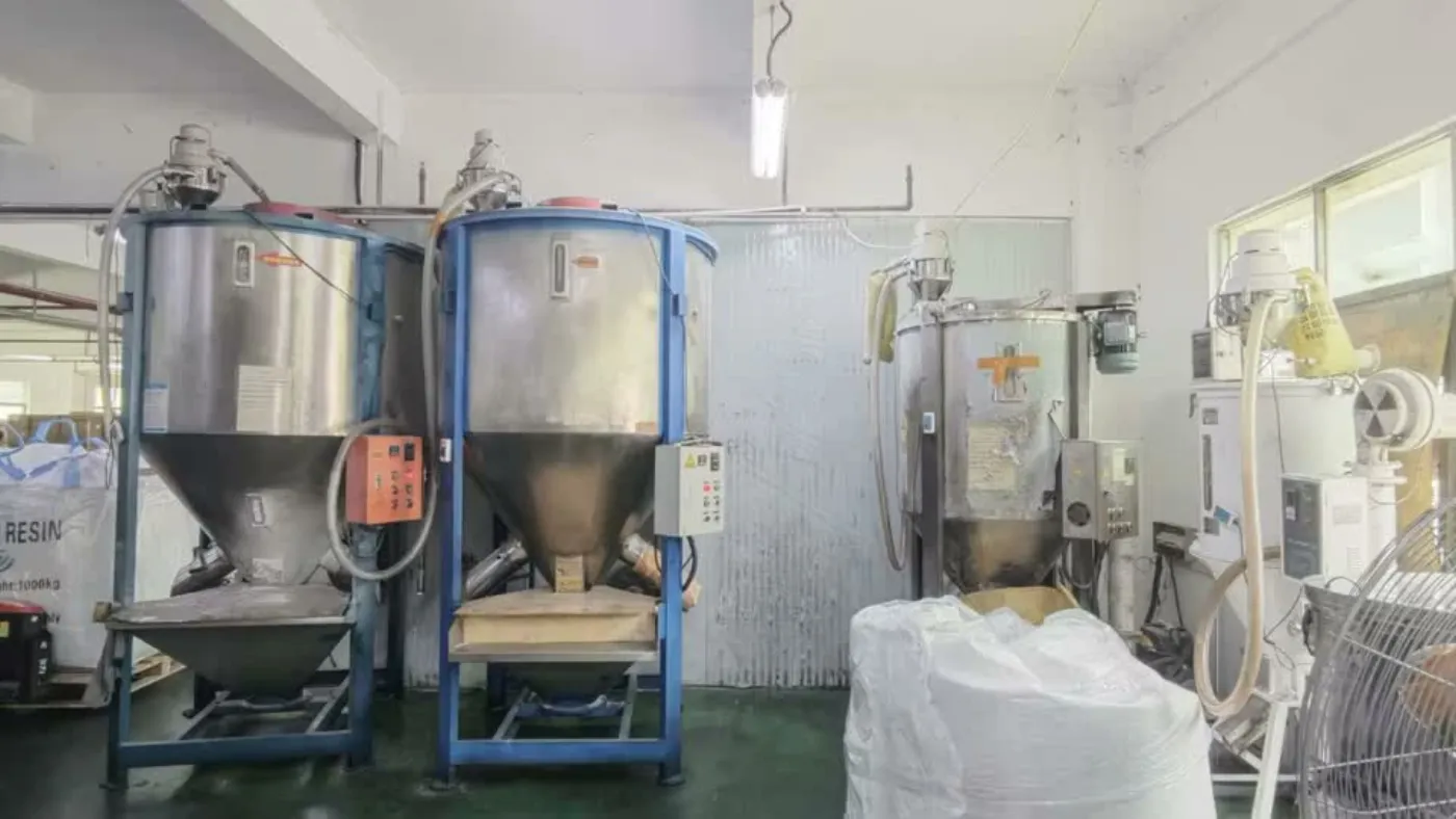 Resin silos and pellet handling at the assessed manufacturing partner