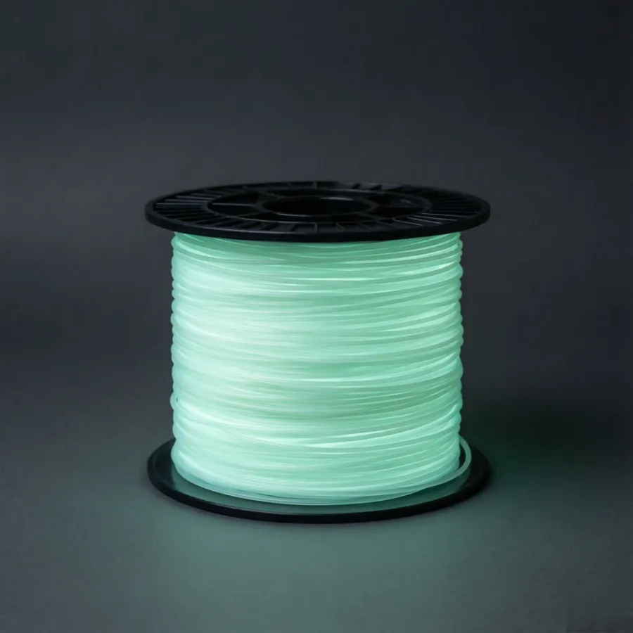 Glow-in-the-dark PLA filament spool
