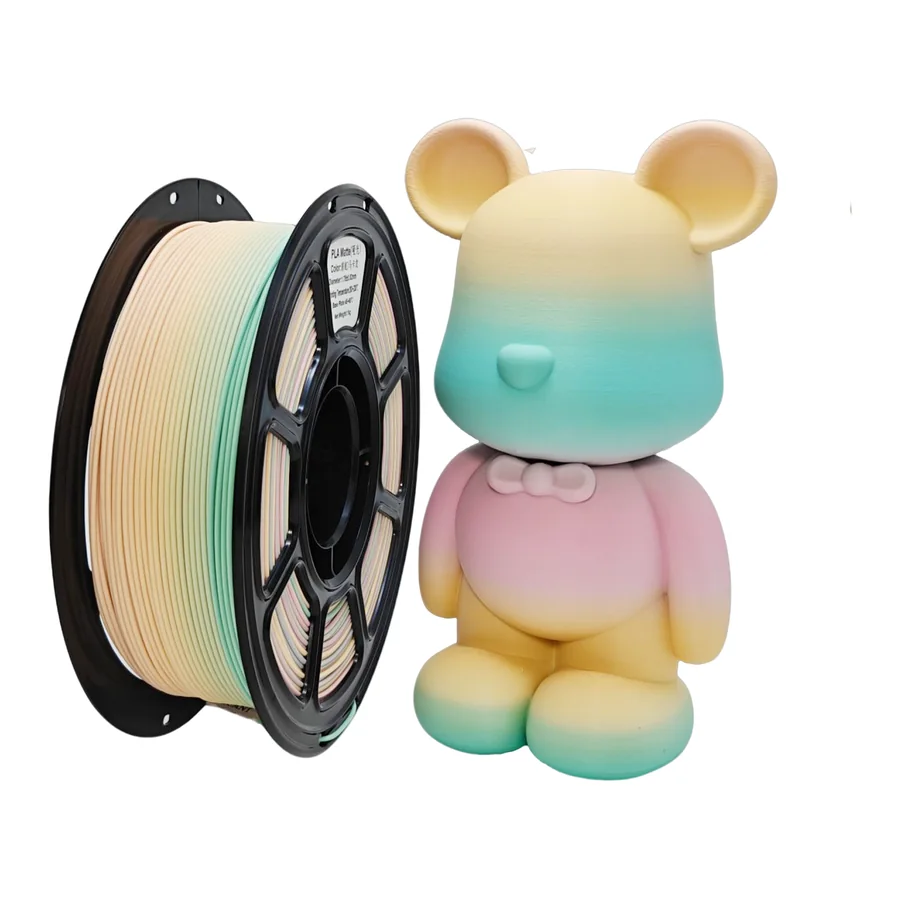 Orange PLA filament spool with a printed lion figurine sample